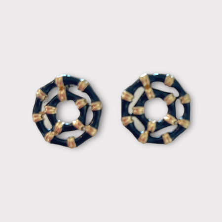 Bamboo studs earrings - black