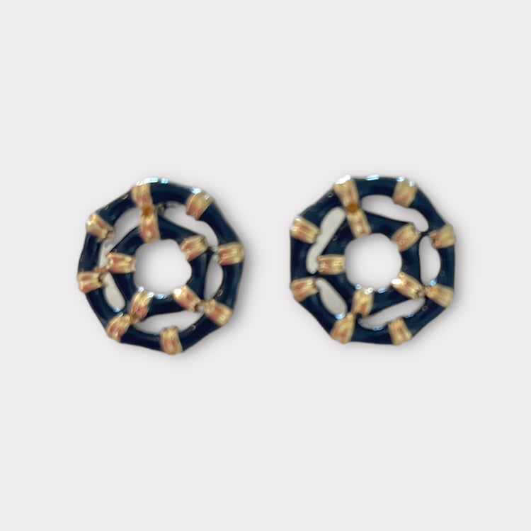 Bamboo studs earrings - black