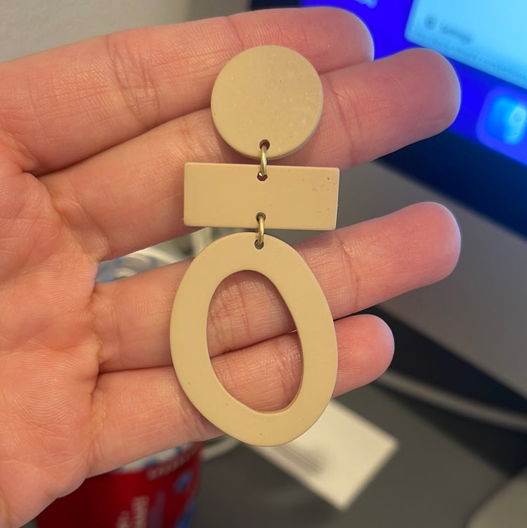 Tan circle earrings