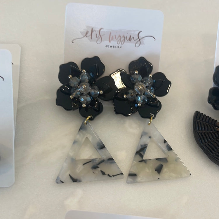 Black statement triangle earrings