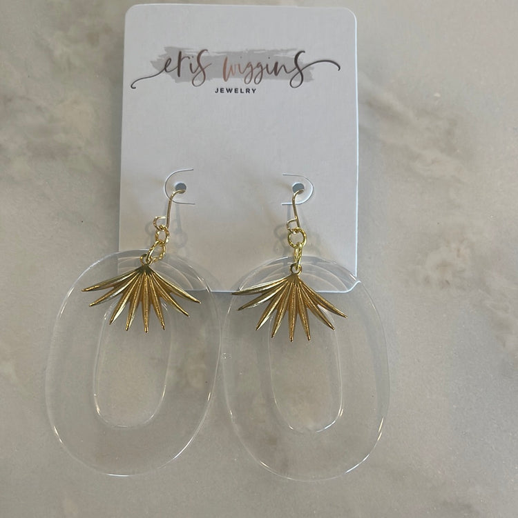 Clear palm earrings