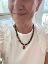 Brown Necklace with Orange Pendant