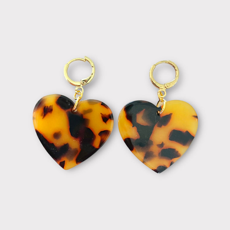 Tortoise heart earrings