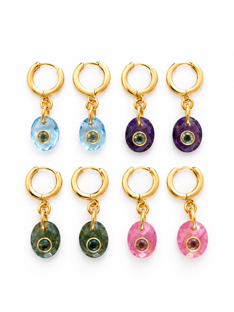 Small Gemstone Huggie Earrings