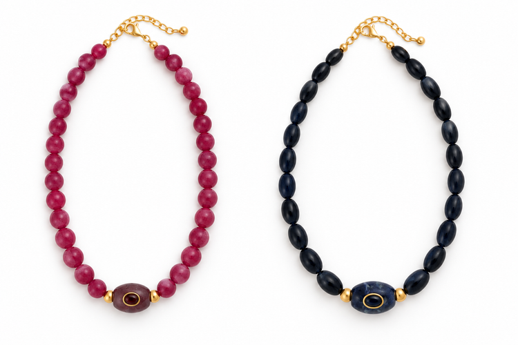 Pink and Navy Necklaces