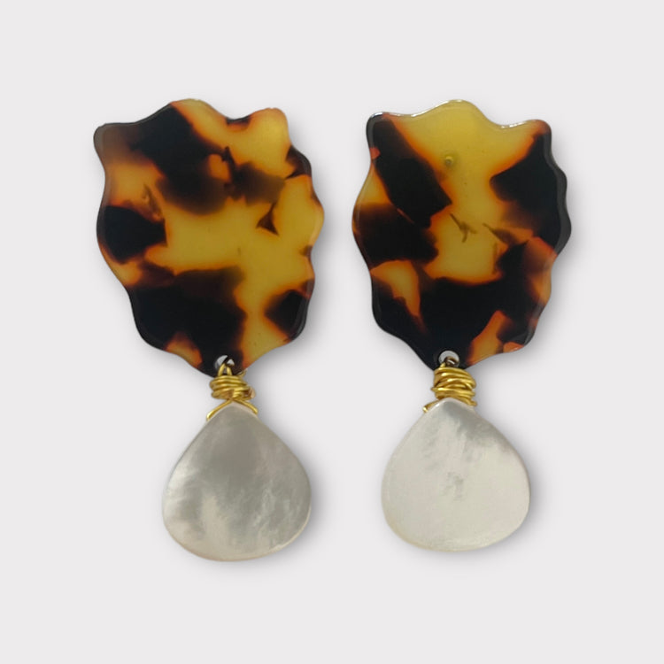 Bea Drop Earrings - Tortoise