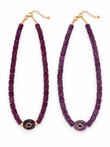 Purple Tube Bead Necklaces