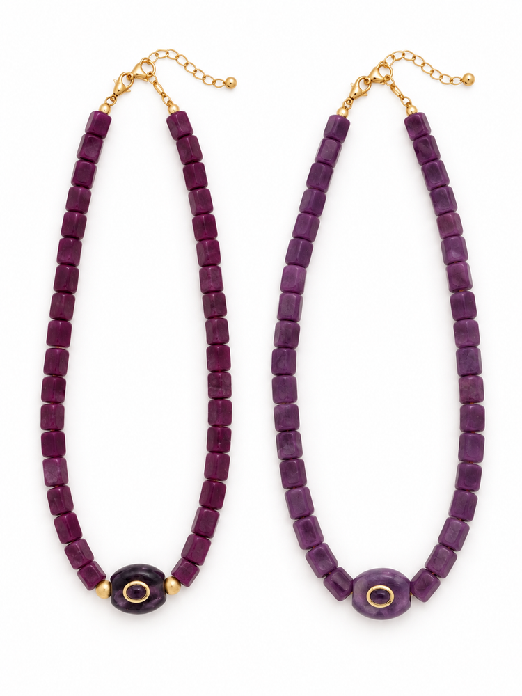 Purple Tube Bead Necklaces