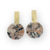 Brown Rectangle Marble Earrings