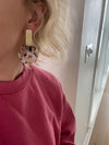 Brown Rectangle Marble Earrings