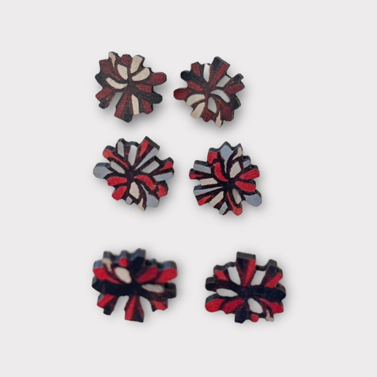 Wooden Pom Stud Earrings
