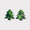 Chunky Glitter Tree Earrings - Green