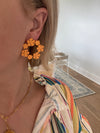 Circle Enamel Earrings - Yellow Orange