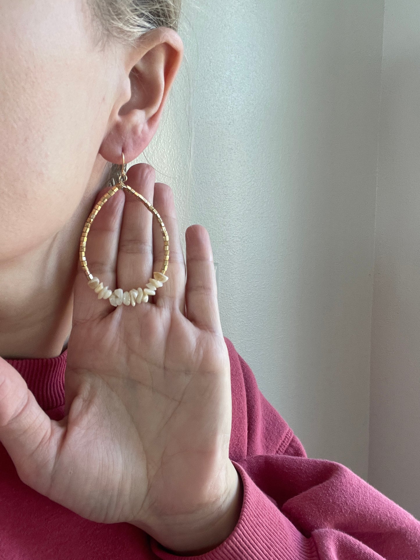 White Pebble Earrings