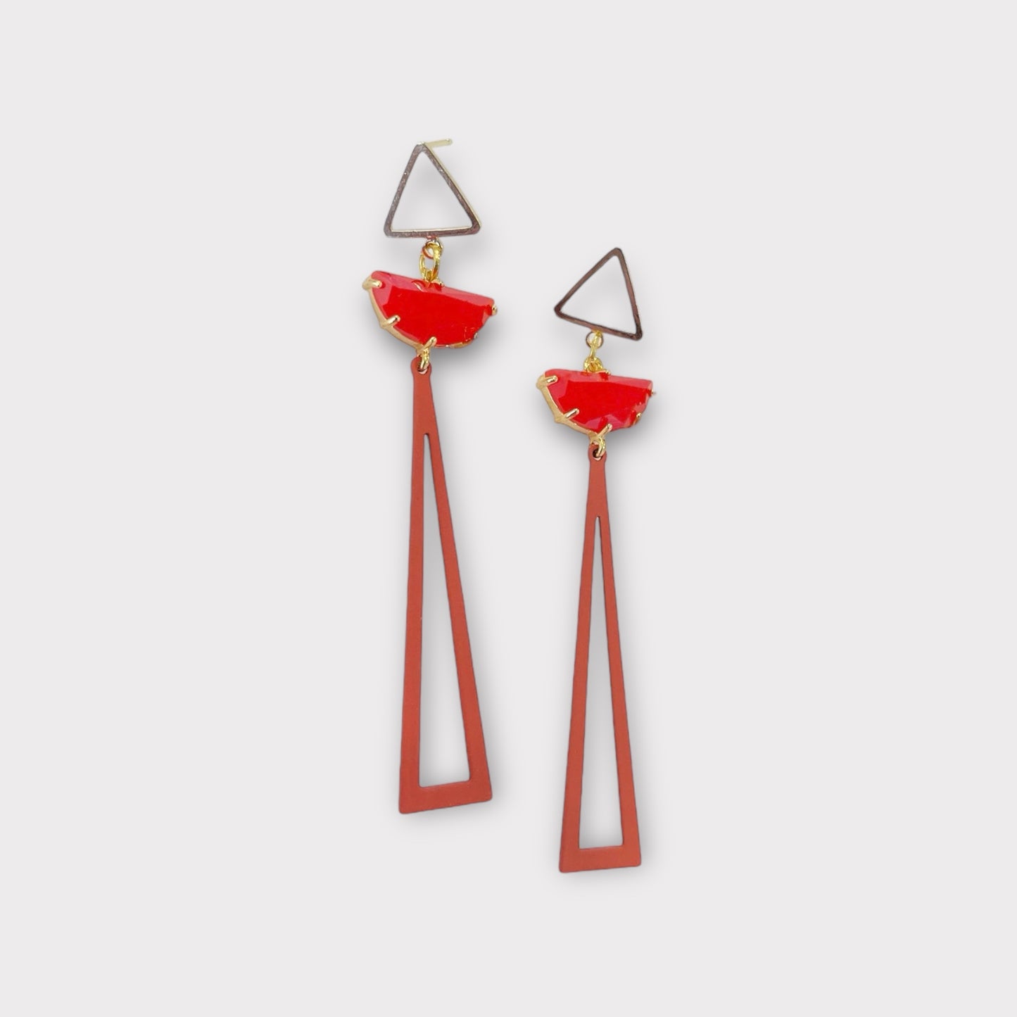 Orange Triangle Earrings