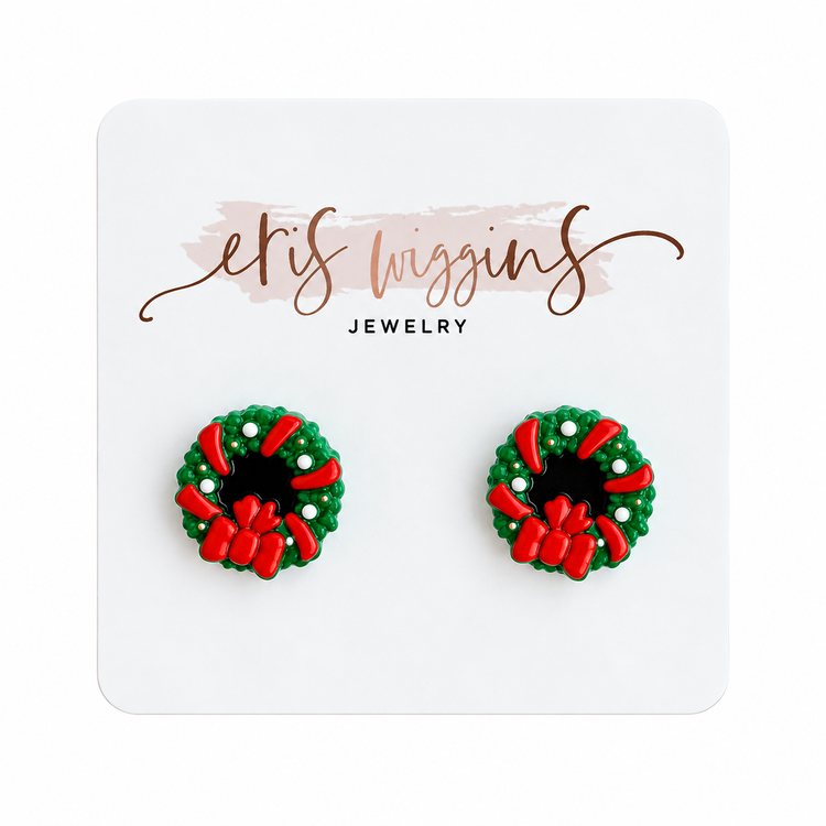 Christmas Wreath Stud Earrings