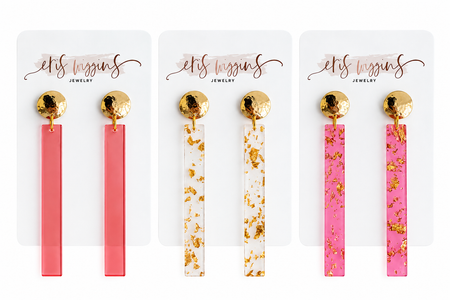 Bar earrings - shiny gold post