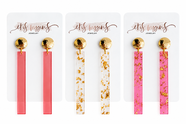 Bar earrings - shiny gold post