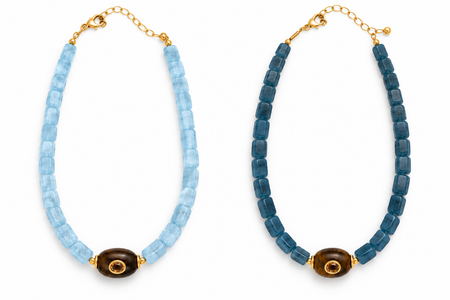 Blue Tube Bead Necklaces