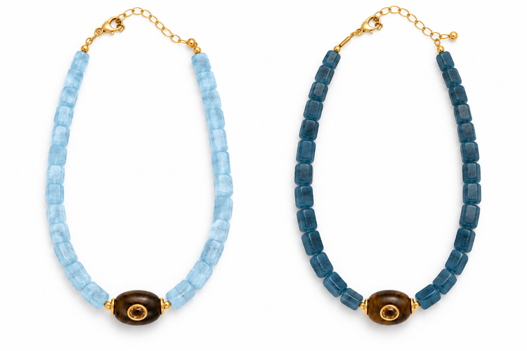 Blue Tube Bead Necklaces