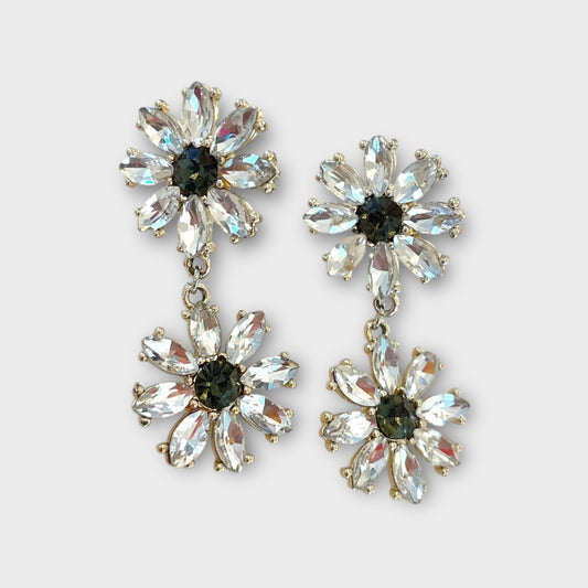 Double Crystal Daisy Earrings