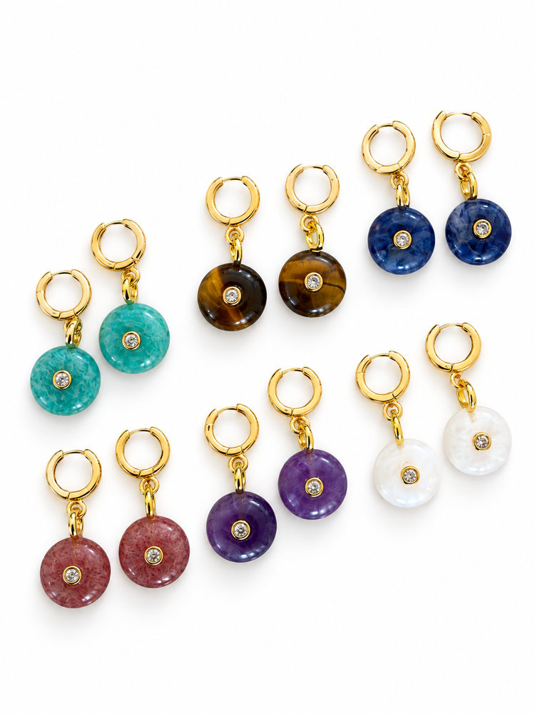 Medium Gemstone Huggie Earrings