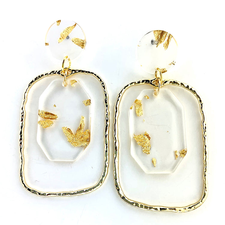 Shield Earrings - Gold Flake