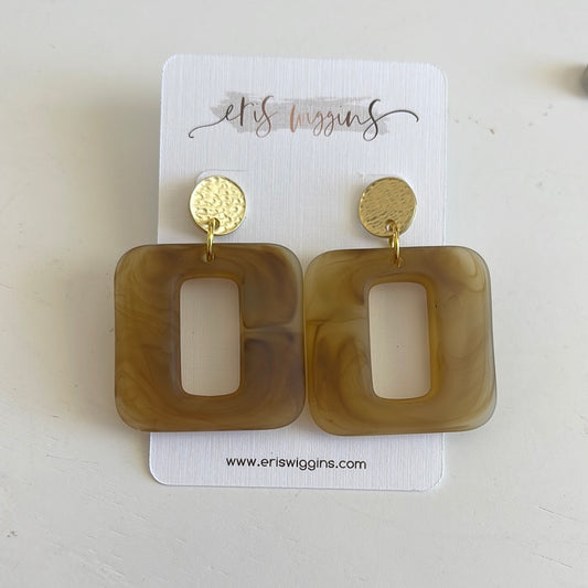 Amber mod square earrings small post