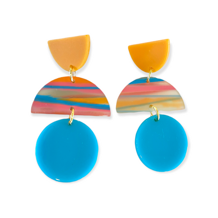 Blue and Orange Earrings