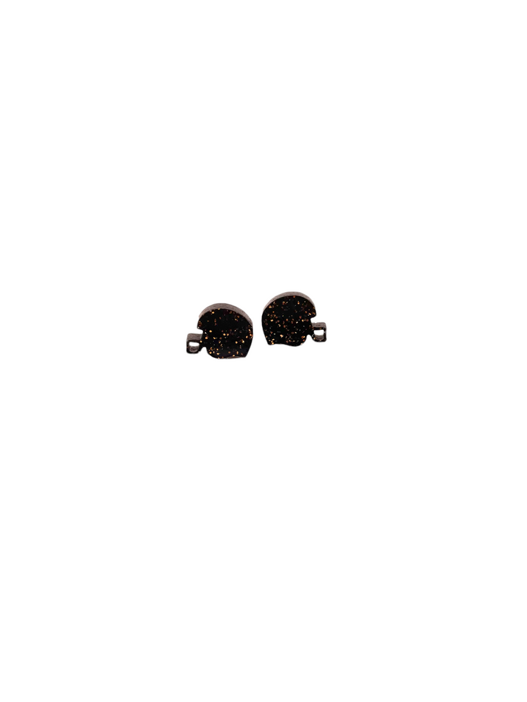 Black and Gold Helmet Studs - earrings