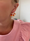 Wavy Statement Stud Earrings  - Orange