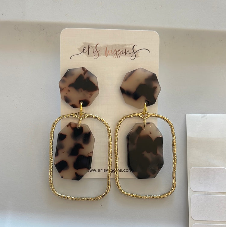 Octagon Tortoise Shield Earrings