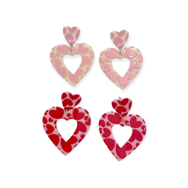 Resin Heart Drop Earrings