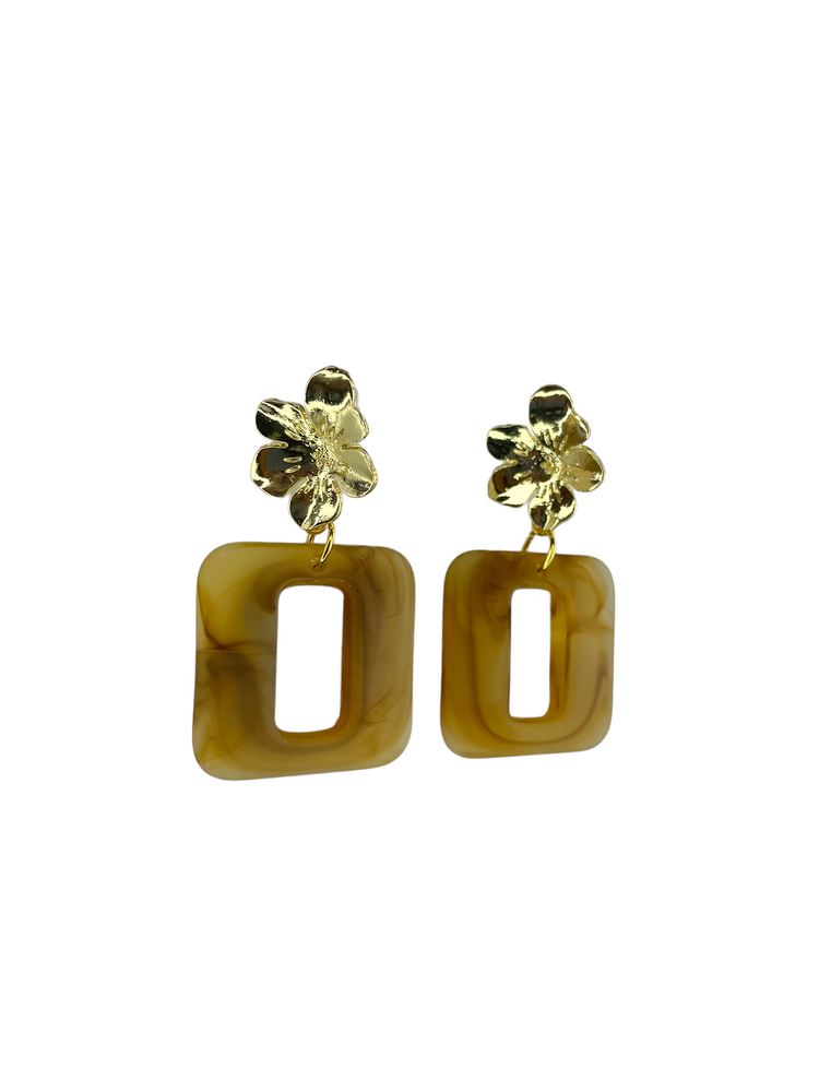 Mod Square Earrings - Flower