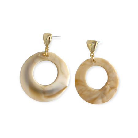Beige Marble Triangle Earrings