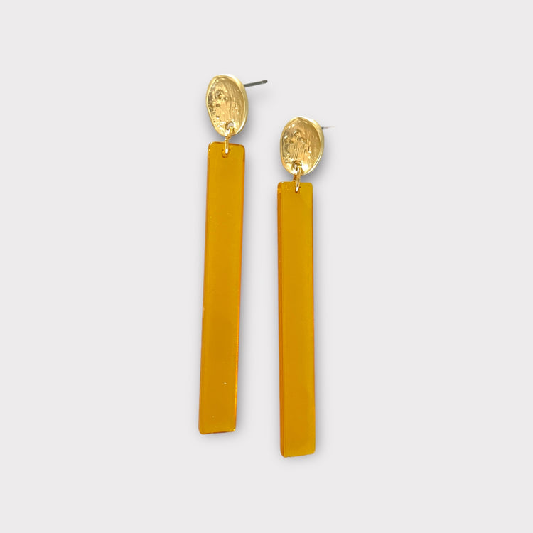 Yellow Gold Bar Earrings