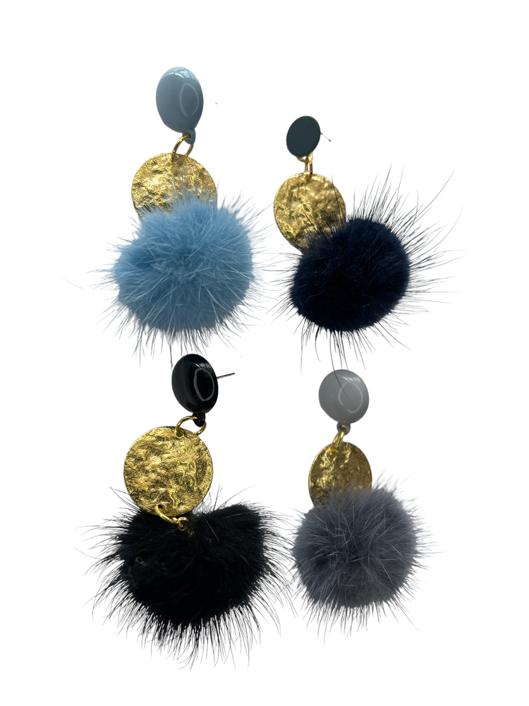 Fur Coin Earrings