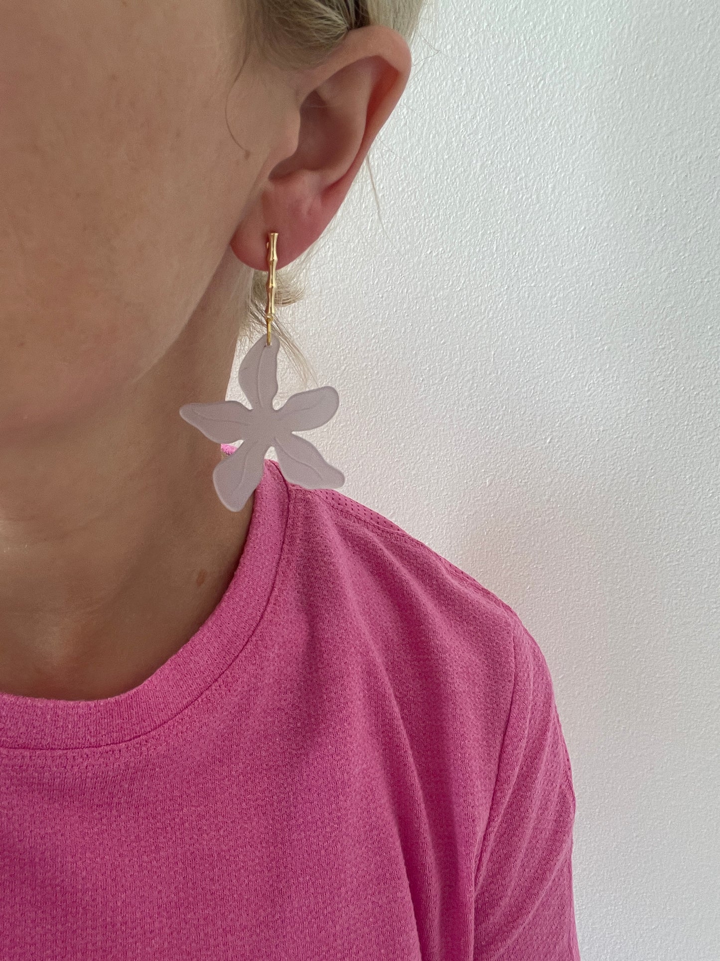 Transluscent Lavender Flower Earrings