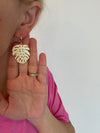 Gold Leaf Earrings on Huggie Hoop
