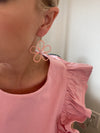 Beaded Center Raffia Flower Earrings