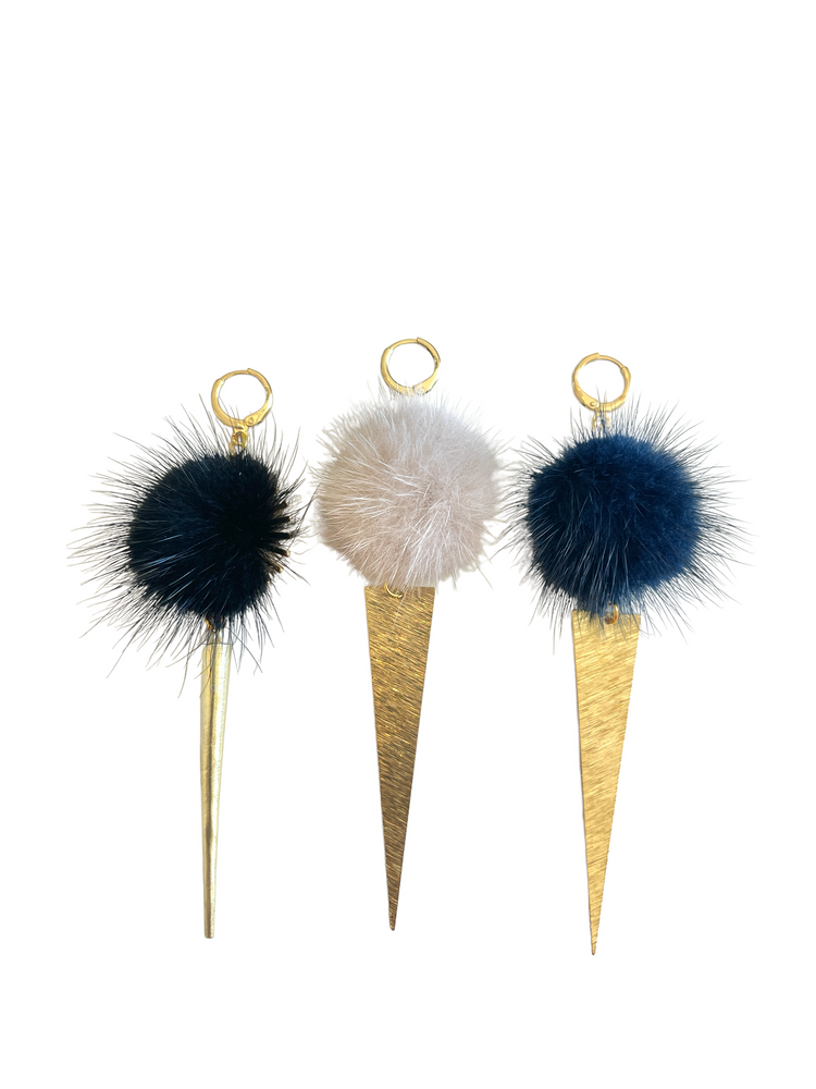 Fur Charm Triangle Earrings